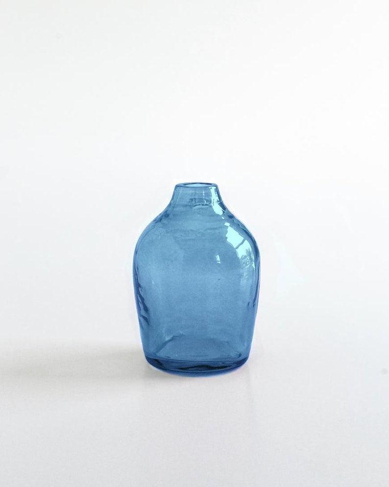 Haley Hammered Glass Bud Vase | Handblown in India Blue