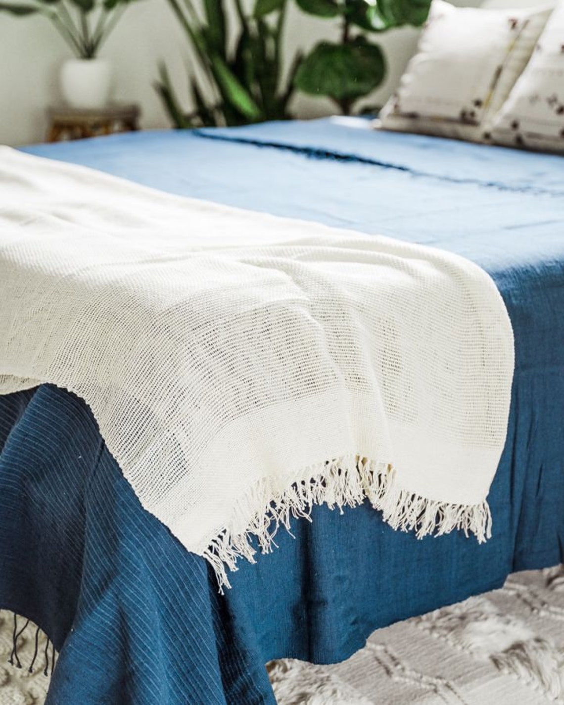 COTTON THROW BLANKET // Open Weave // Handmade in Zambia Etsy