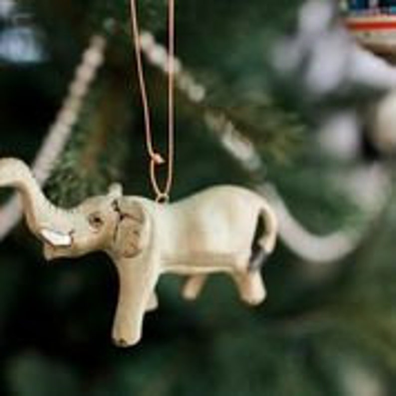 WOOD ELEPHANT ORNAMENT // Handcarved Jacaranda Wood // Safari Etsy