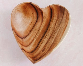 HEART BOWL - 10" - Hand Carved Acacia Wood