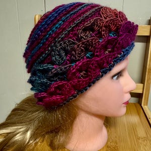 Crochet Dragon Scale Beanie: Jewel Toned Crocodile Stitch Hat