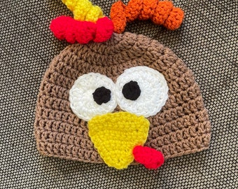 Crochet Turkey Hat: Funny Thanksgiving Beanie, Photo Prop
