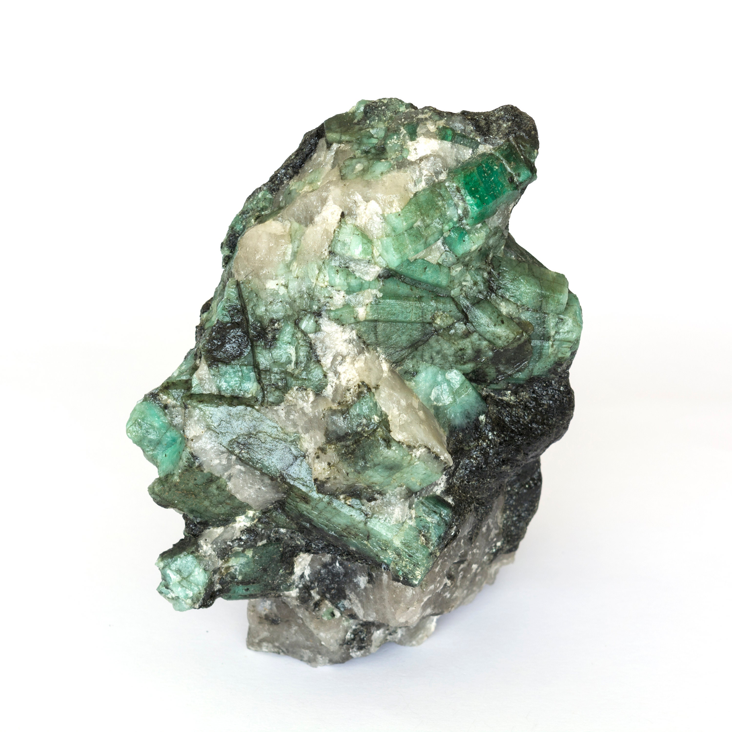 Raw emerald stone of 2020 grams with matrix of black mica and | Etsy