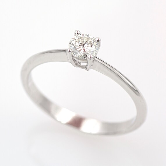 Bague Solitaire Diamant 0,20 Carats – Or Blanc 18k, Vintage, Occasion