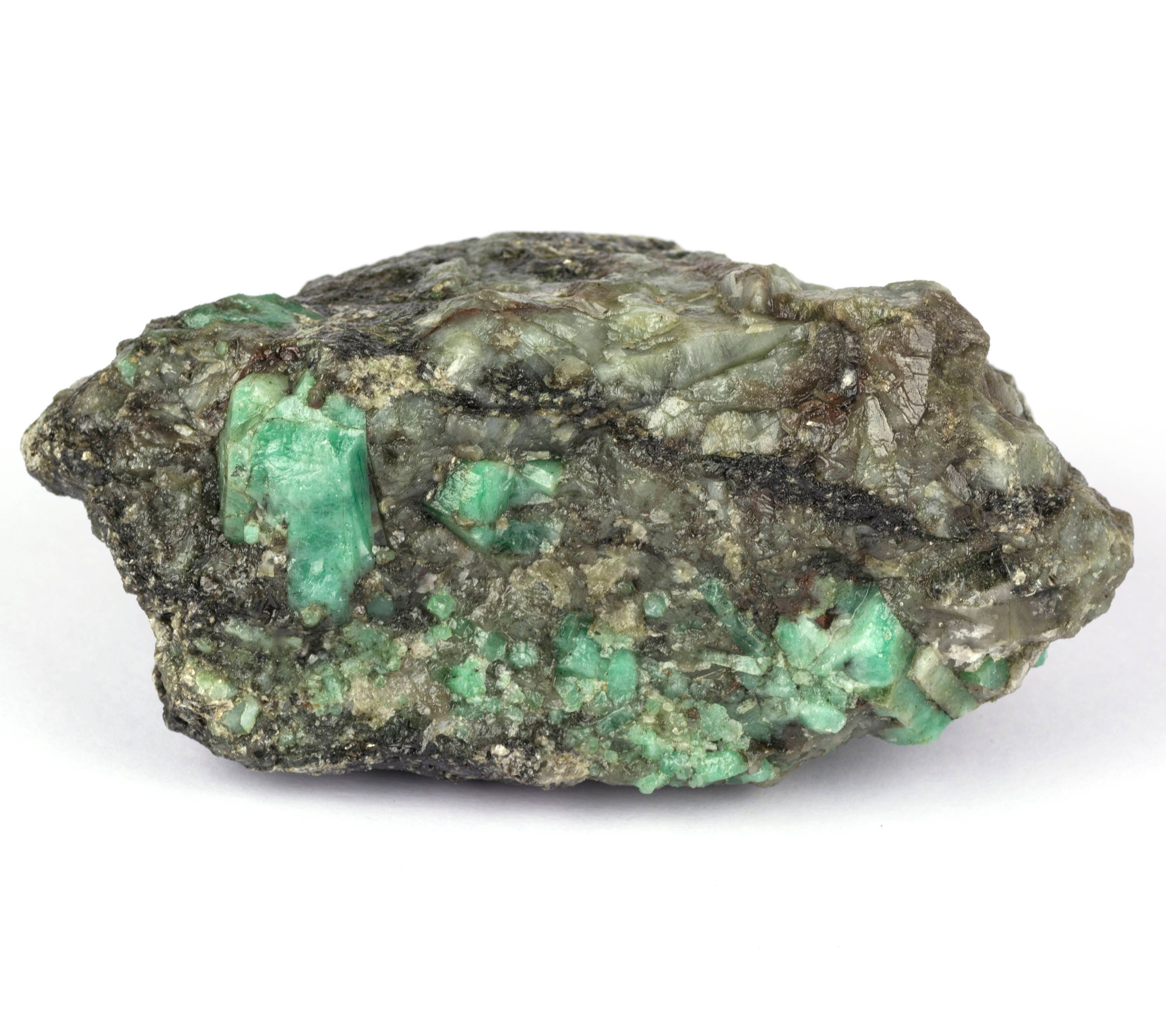 Raw emerald stone of 1238 grams with matrix of black mica and | Etsy