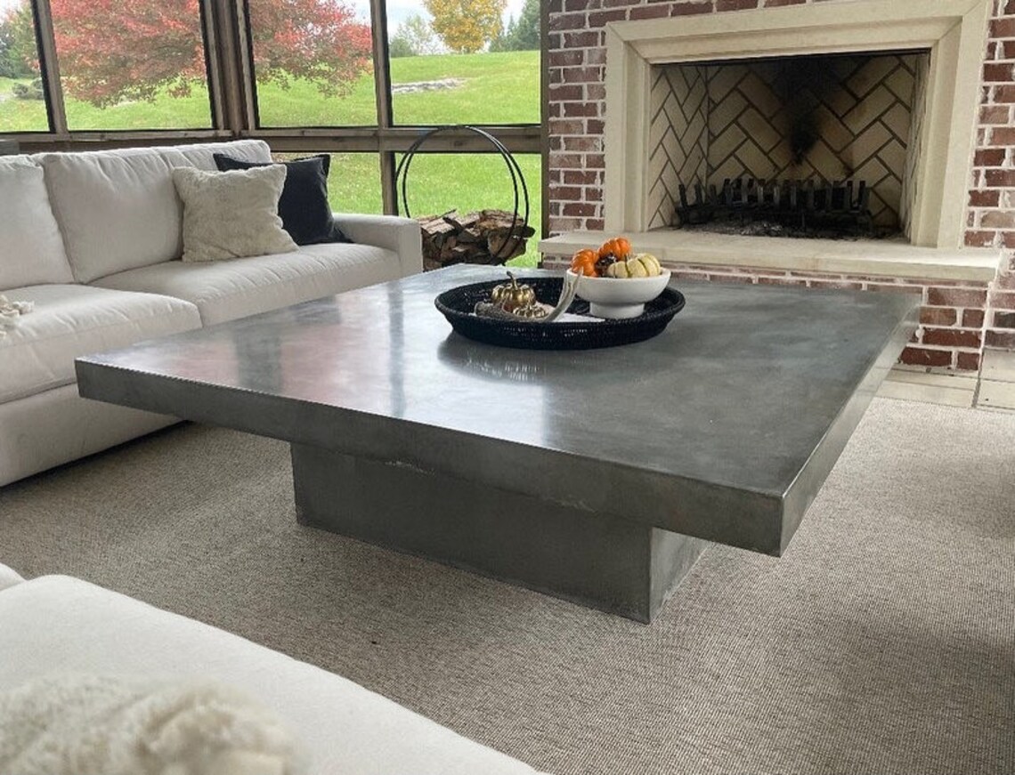 Concrete Coffee Table Pedestal Style Etsy