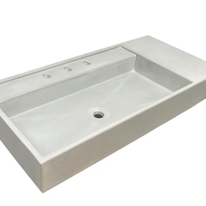 40” Concrete Vessel Sink LARGE  shallow Extended countertop 25 colors! Wall mount option