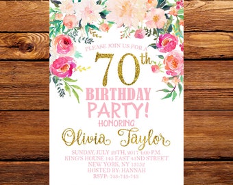 70th birthday invite etsy