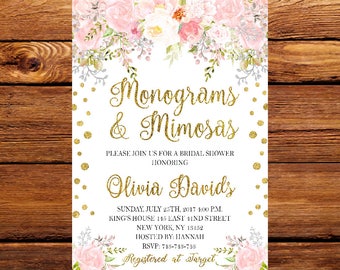 monogram invitation etsy
