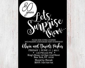 surprise anniversary invitations etsy