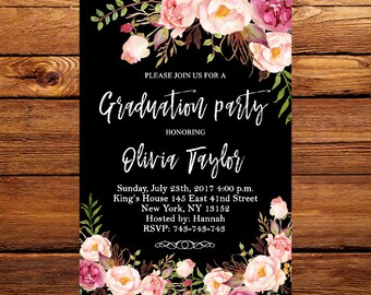 graduation invitation floral graduation