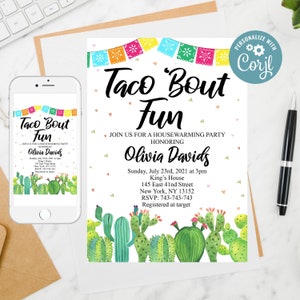 Taco Housewarming Invitation: Editable Mexican Fiesta Party (Digital Download)