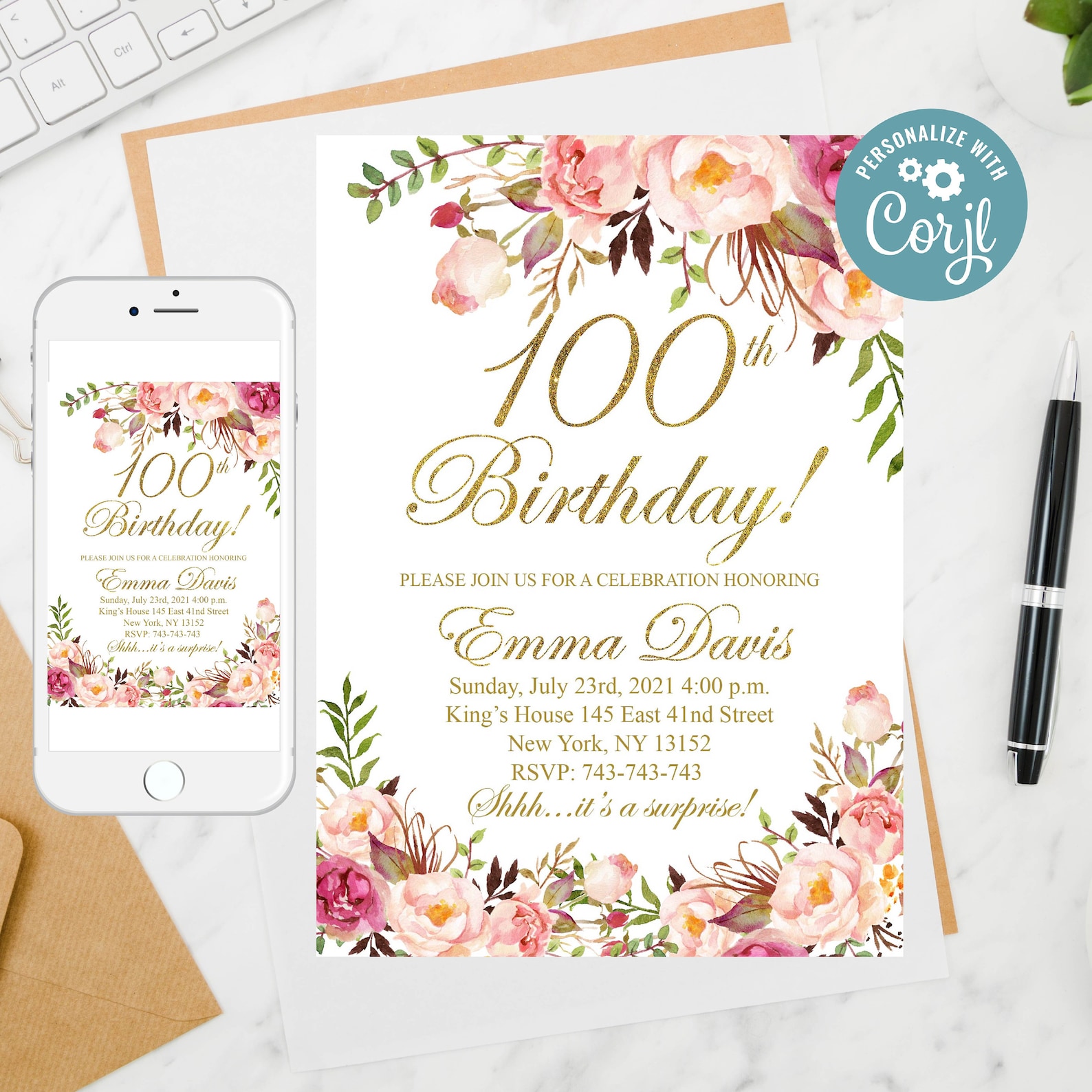100th Birthday Invitation Templates