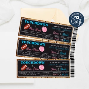 Invitación para revelar el género del bebé con Touchdown o Pom Poms (plantilla editable)
