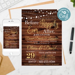 Rustic String Light Rehearsal Dinner Invitation Template (Digital)
