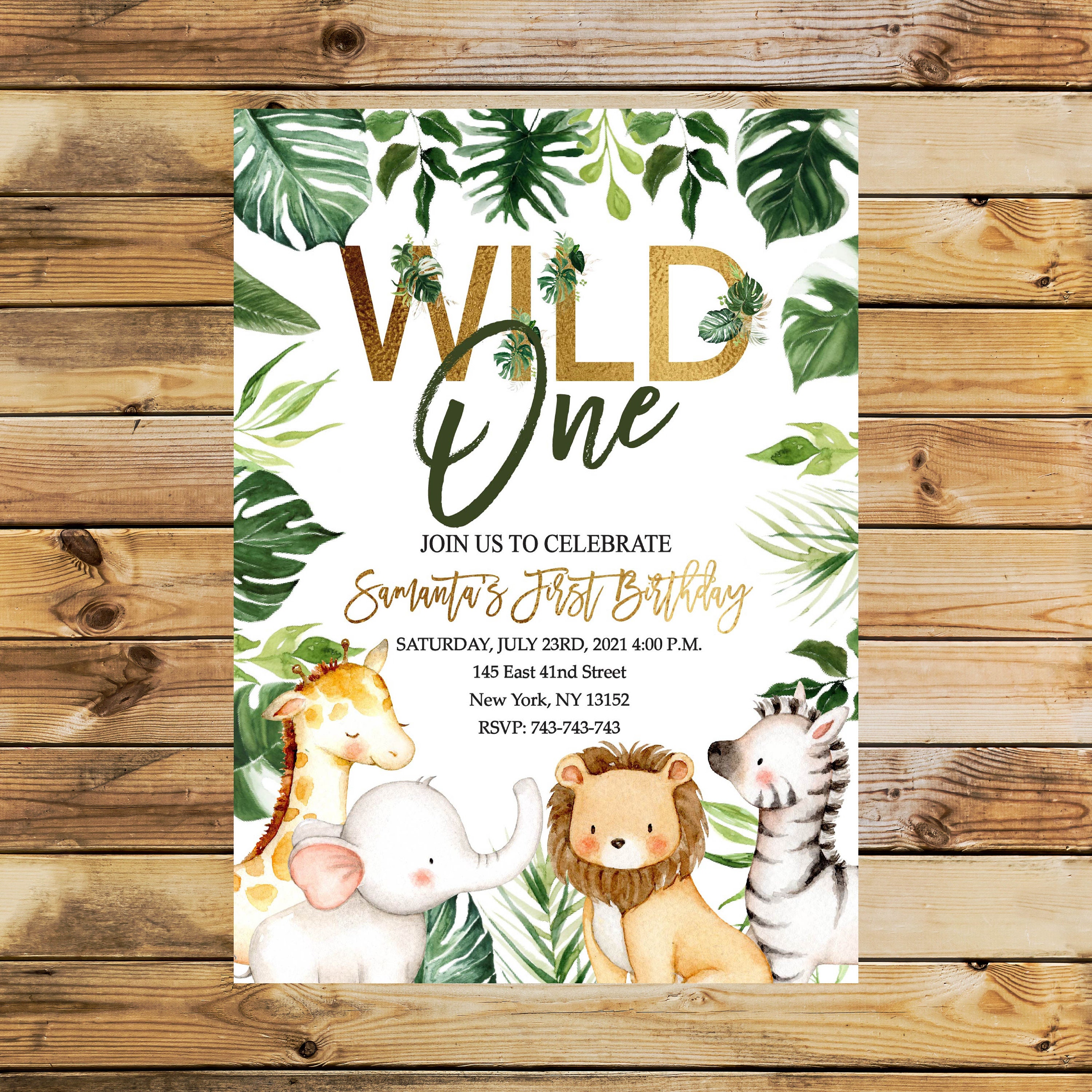 safari 1st birthday invitations