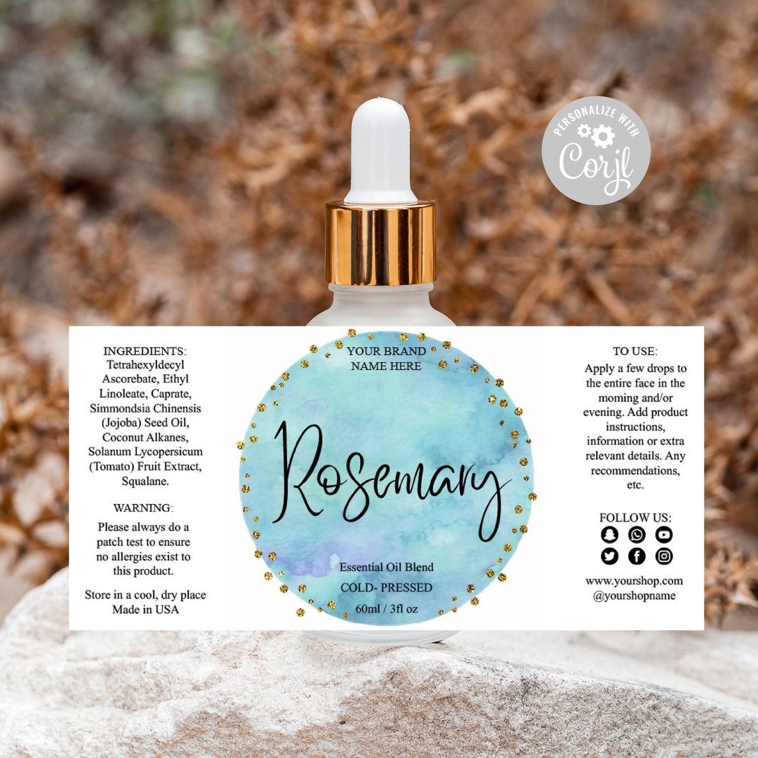 Editable Essential Oil Label Template: Custom Dropper Bottle Design - Etsy