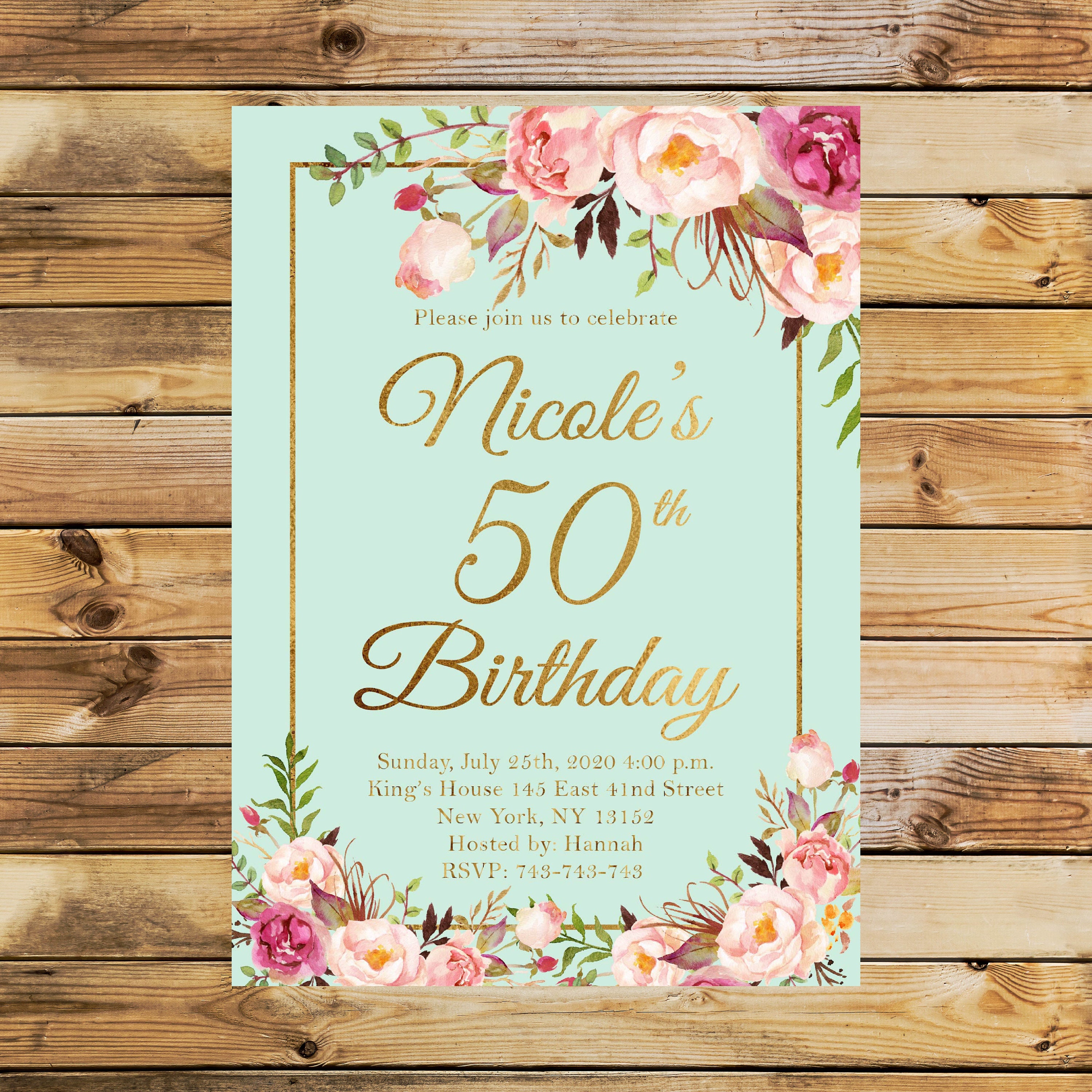 60th-birthday-invitation-floral-women-birthday-invitation-etsy