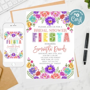 Editable Fiesta Bridal Shower Invitation: Mexican Theme (Digital)