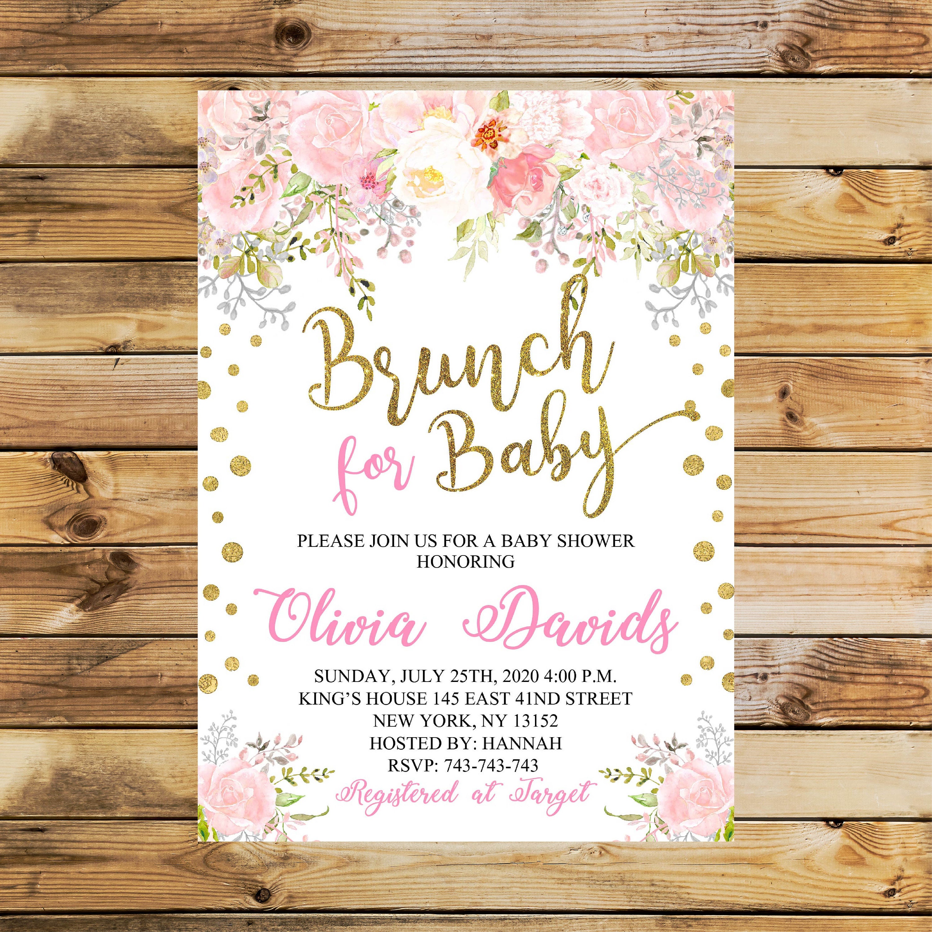Floral Baby Shower Invitation Brunch For Baby Invitation Etsy
