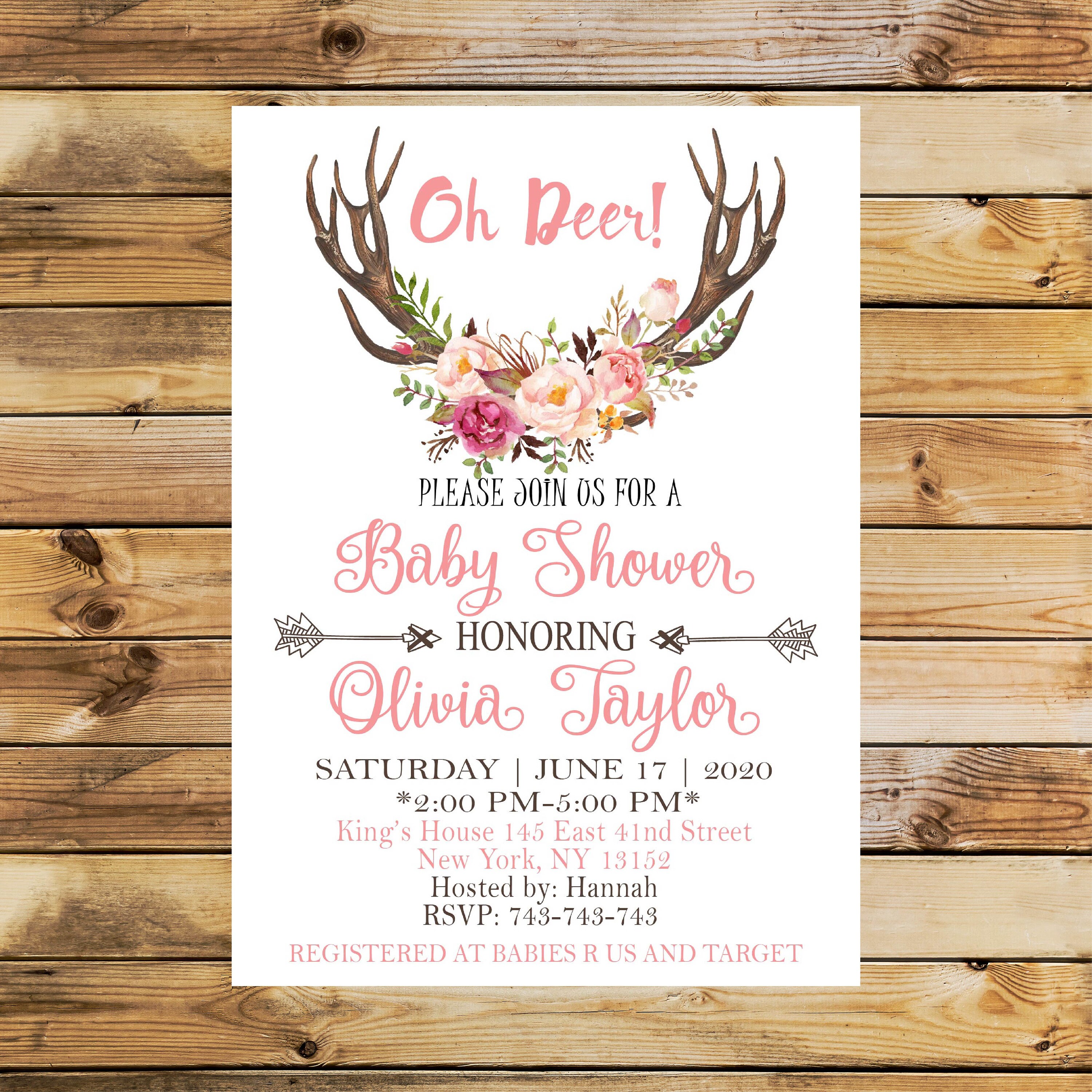 Oh Deer Baby Shower Invitation Deer Baby Shower Invitation | Etsy