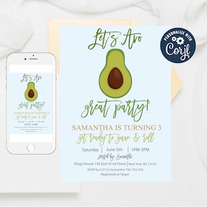 Editable Avocado Birthday Invitation: Fiesta Theme (5x7) (Digital Download)
