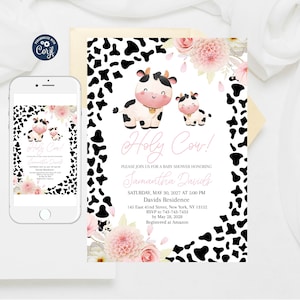 Editable Cow Baby Shower Invitation: Farm Gender Reveal (Digital Download)