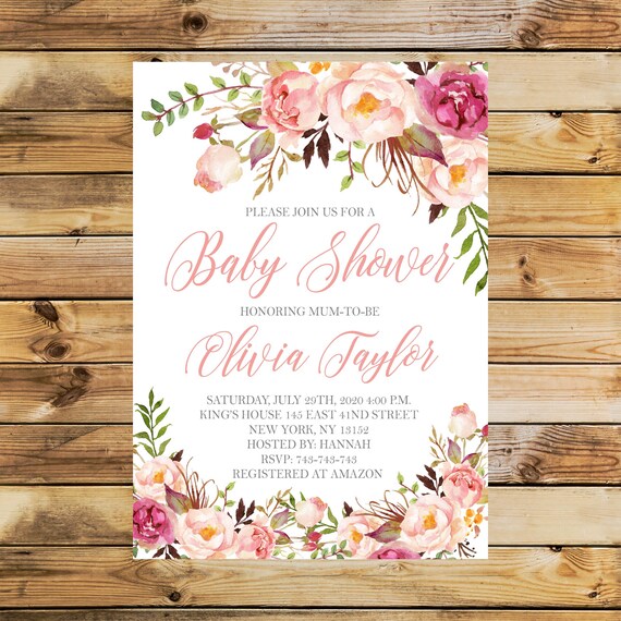 Floral Baby Shower Invitation Flower 