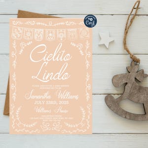 Cielito Lindo Baby Shower Invitation: Mexican Talavera, Papel Picado (Editable)