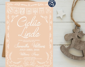 Cielito Lindo Baby Shower Invitation: Mexican Talavera, Papel Picado (Editable)