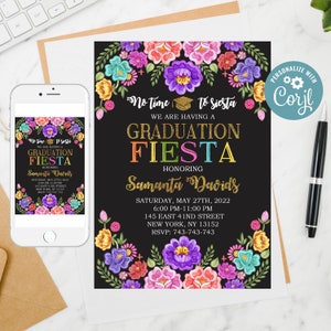 Editable Graduation Fiesta Invitation: Colorful Mexican Theme (Digital Download)