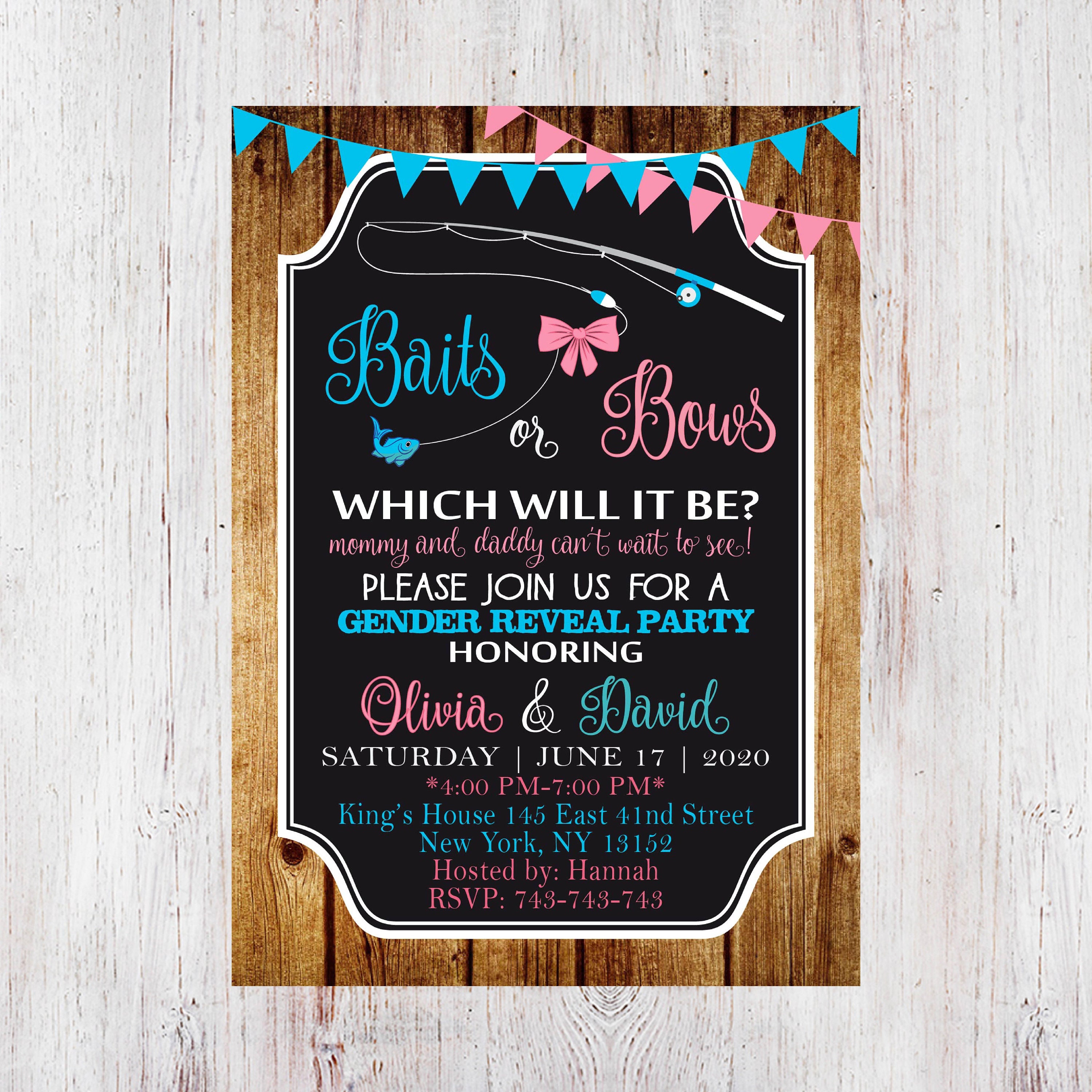 Fishing Gender Reveal Invite Baits or Bows gender reveal Etsy