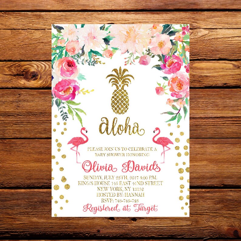 Aloha Baby Shower Invitation Luau Hawaiianaloha Baby Etsy
