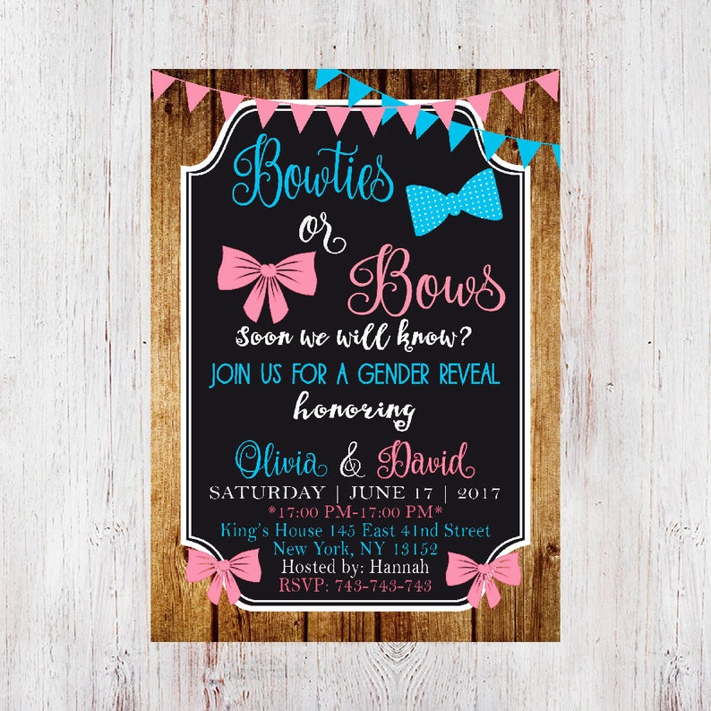 Bowties or Bows Gender Reveal InvitationBowties or Bows Etsy