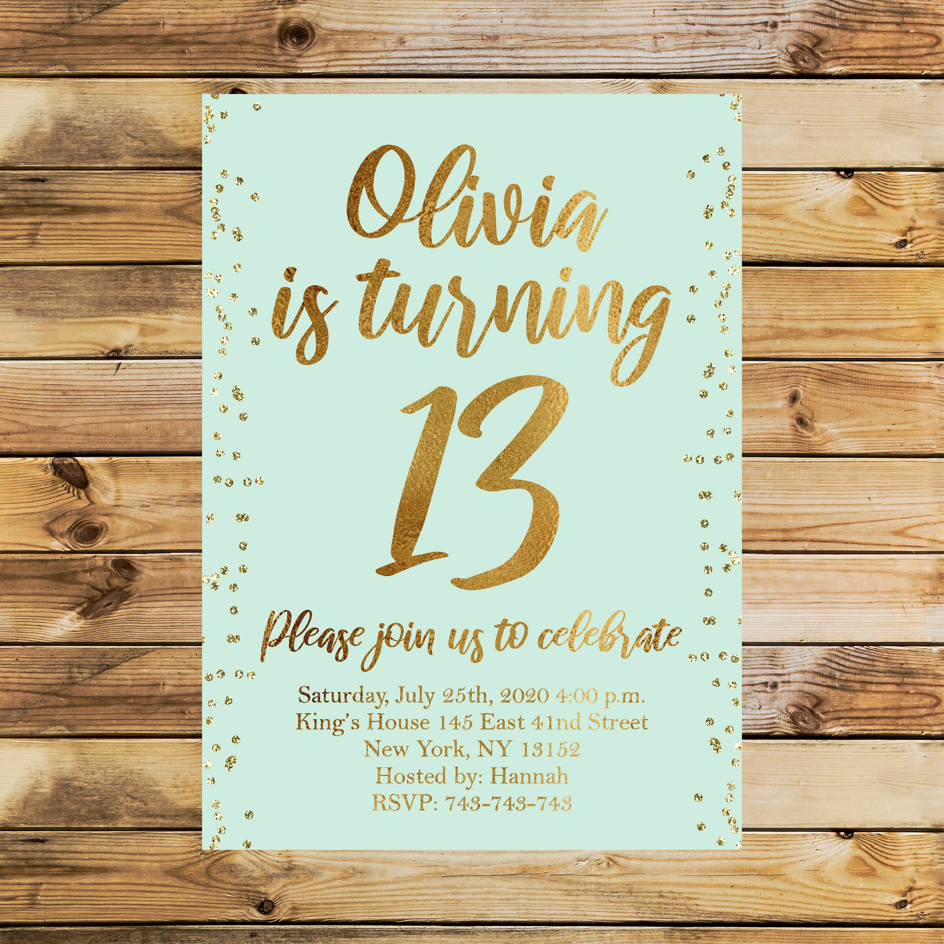 13th-birthday-invitation-rustic-birthday-invitation-floral-etsy