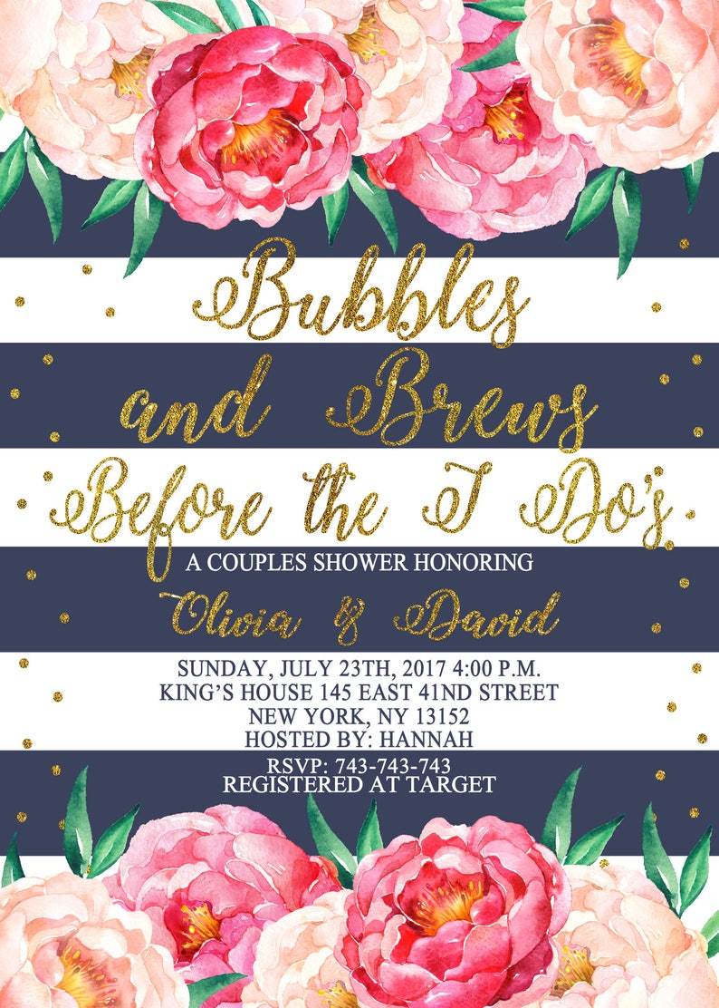 Bubbles and Brews Couples Bridal Shower Printable Invitation Etsy
