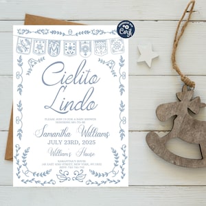 Editable Cielito Lindo Baby Shower Invitation: Mexican Theme (Digital Download)
