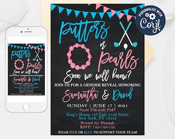 Putter oder Perlen Gender Reveal Einladung: Bearbeitbare Vorlage (digital)