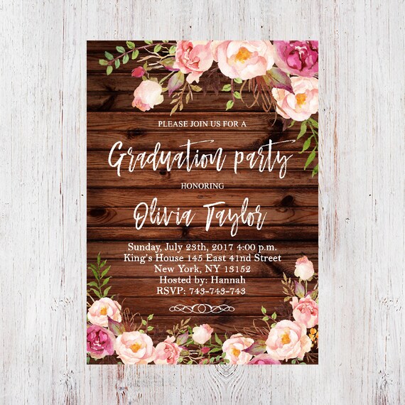 floral graduation party invitation