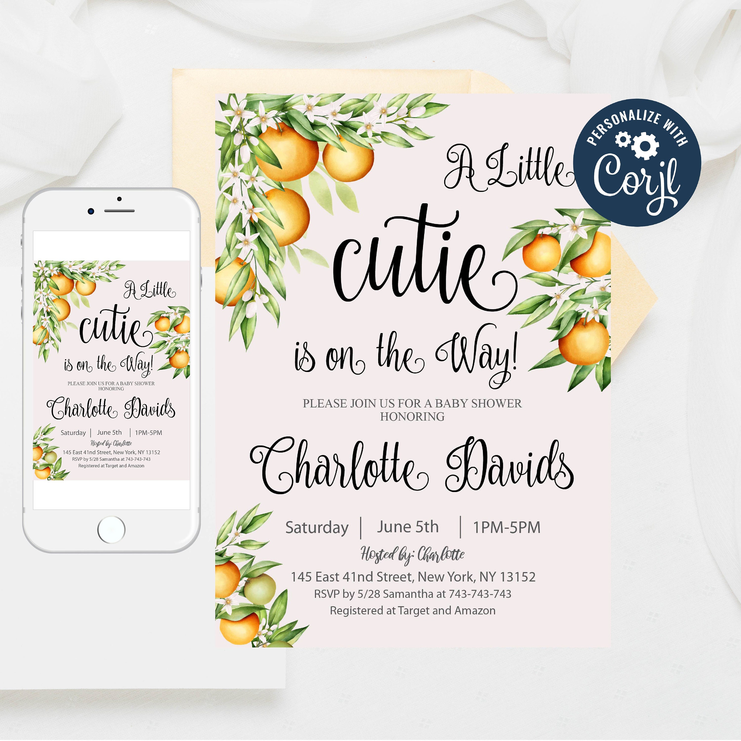 Editable A Little Cutie is on the Way Baby Shower Invitation Etsy