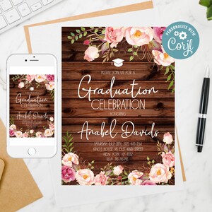 Editable Floral Nursing Graduation School Announcement Invite, Medical Nurse Invitation,RN Nursing, Licensed Vocational Nurse Invitation 13