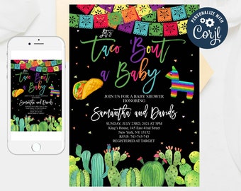 Editable Mexican Cinco De Mayo Invitation,Editable Taco 'Bout a Baby Gender Reveal Invitation, Fiesta Gender Reveal Invitation Templates, 20