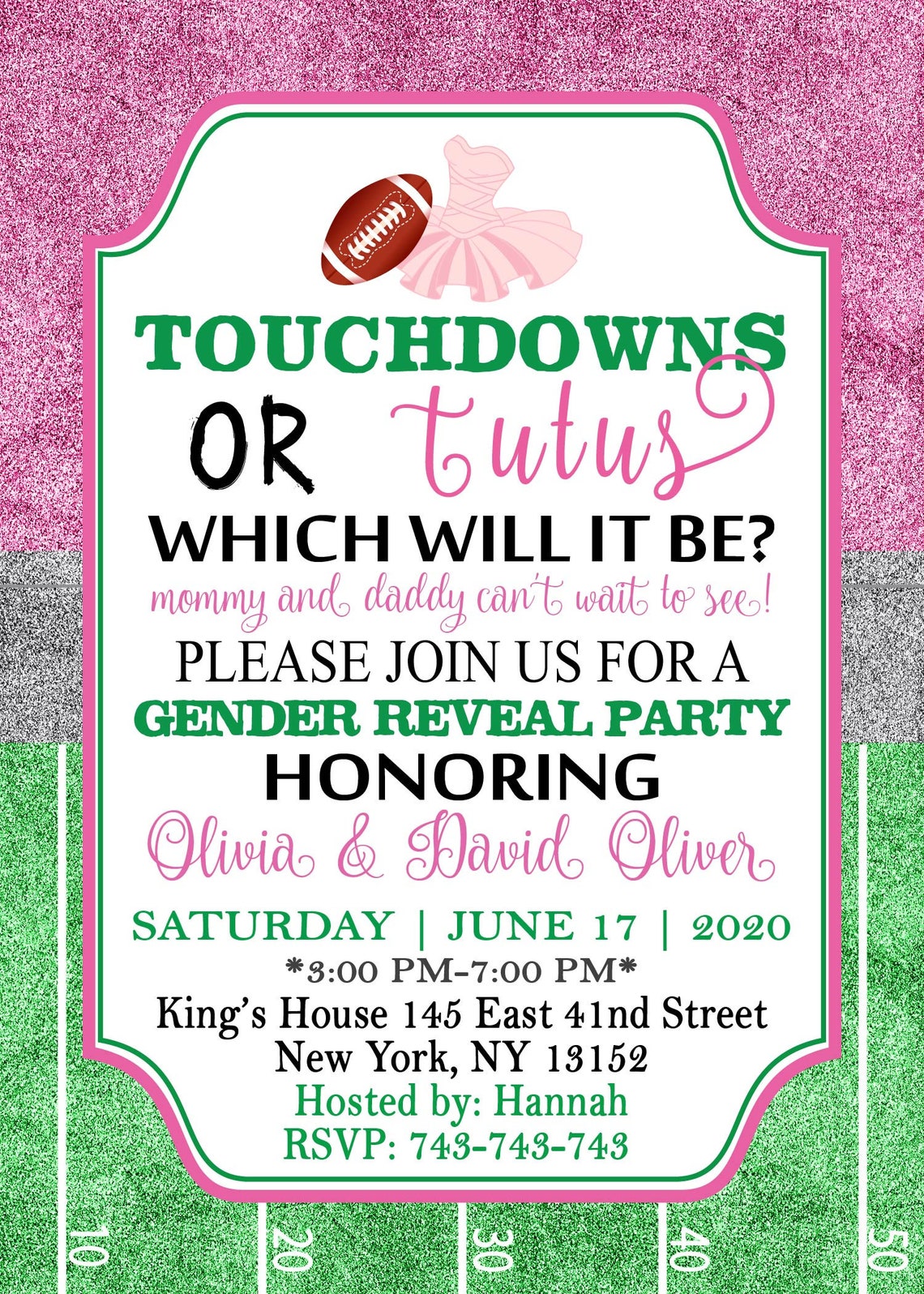 Touchdown or Tutus Gender Reveal Invitation Touchdowns or Etsy