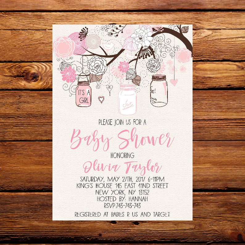 Pink Mason Jar Baby Shower Invitation Mason Jar Baby Shower Etsy Pink Mason Jar Baby Shower Invitation Mason Jar Baby Shower Etsy
