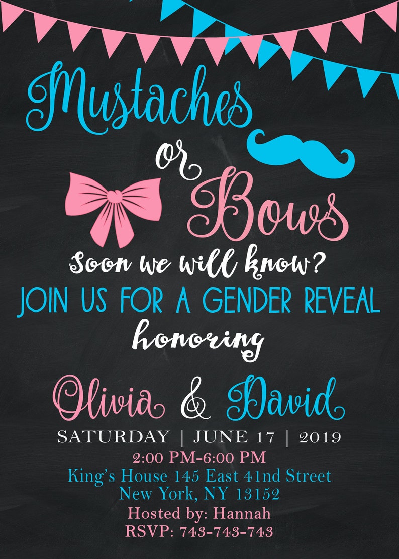 Bowties or Bows Gender Reveal Invitation Bowties or Bows Etsy