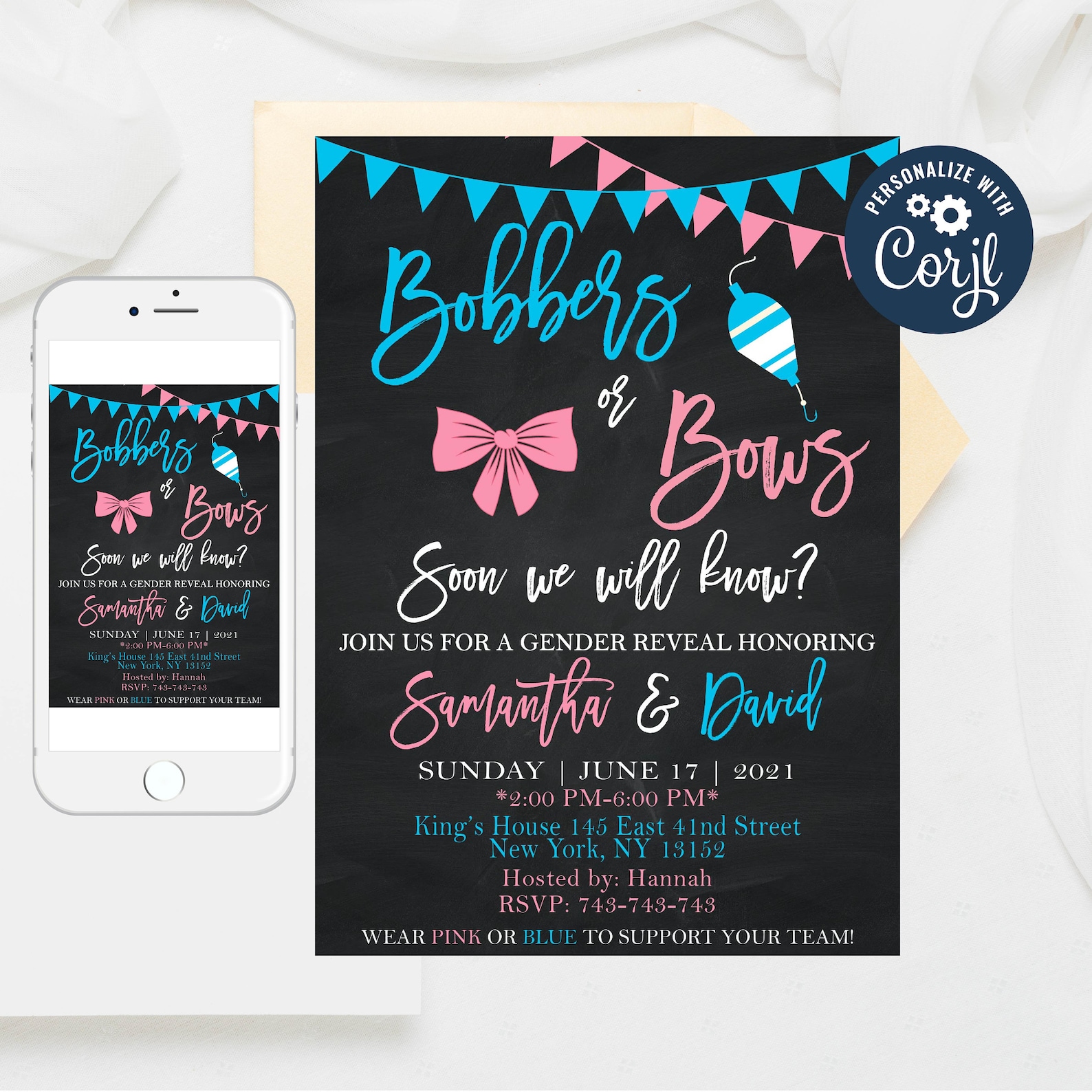 Editable Bobbers or Bows Gender Reveal Party Fishing Gender Etsy