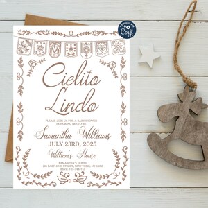 Editable Cielito Lindo Baby Shower Invitation: Mexican Talavera Papel Picado (Digital)
