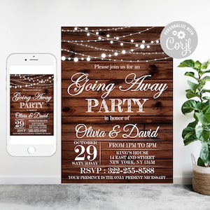 Rustic Going Away Party Invitation Template (Editable)
