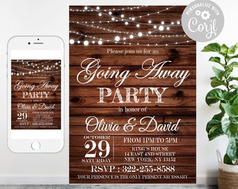 Editable Going Away Party Invitations, Going Away Party Invitation, Template Farewell Invitations, Rustic Invitation 186