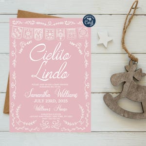 Editable Cielito Lindo Baby Shower Invitation: Mexican Papel Picado Theme (Digital)